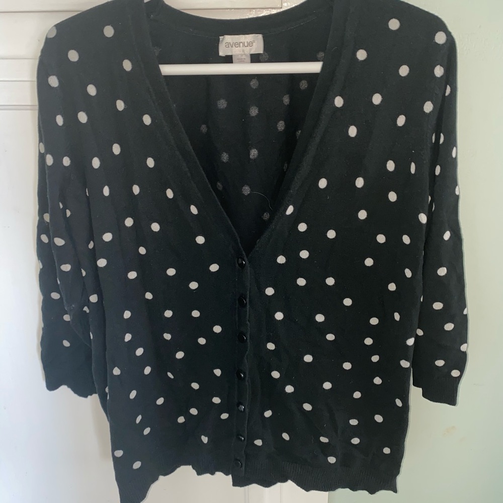 B&W Polka Dot Cardigan Size 14/16 From the Avenue